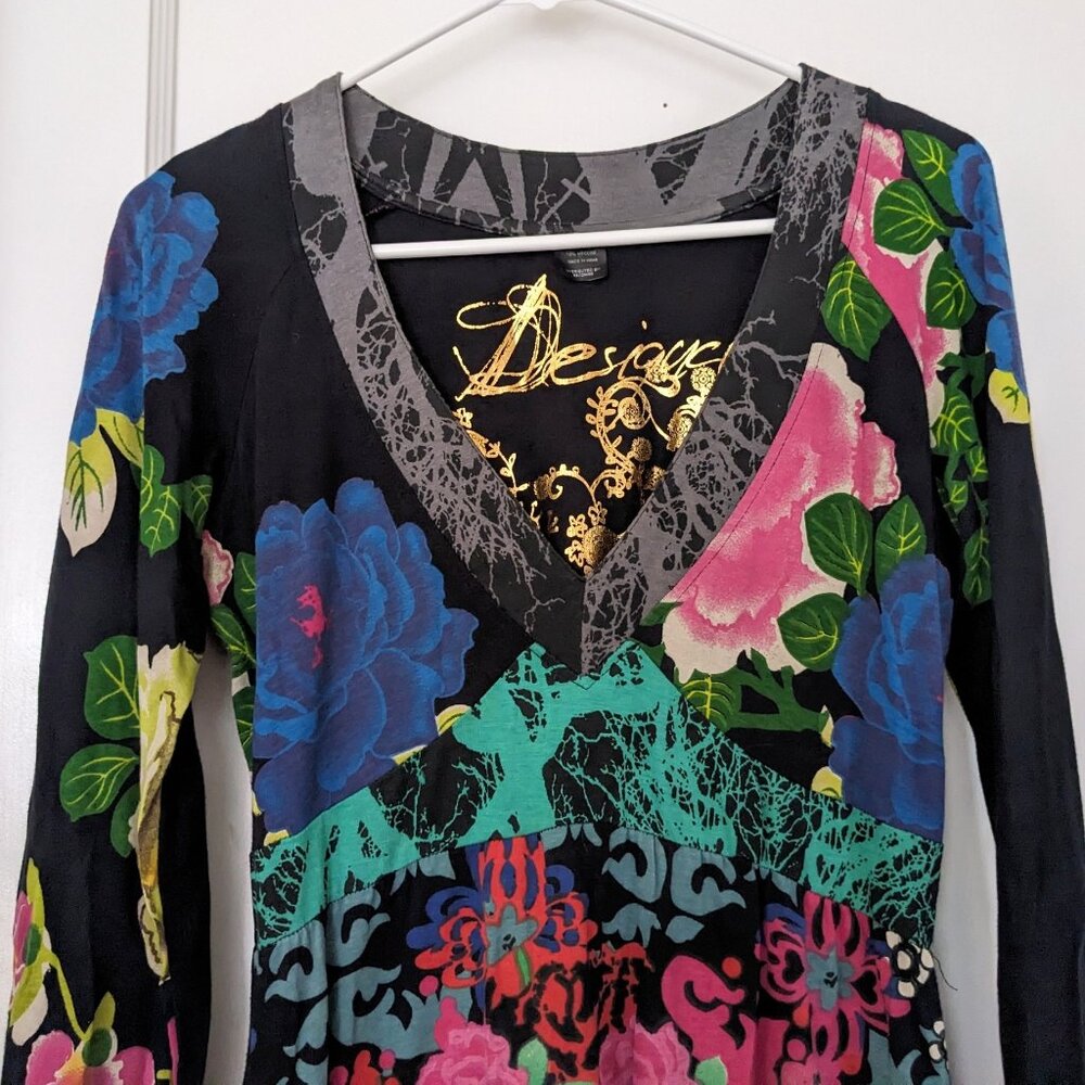 Desigual Women's Boho Band Hem Bubble Dress High Waist Multi-Color Size M/L - Picture 5 of 12